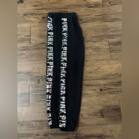 PINK VS SILVER LOGO BLING SWEATSHIRT/ JOGGER PANTS OUTFIT SET M - Picture 11 of 14